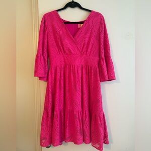Lilly Pulitzer Pink Wrap Sundress with Bell Sleeves